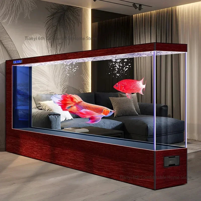Super Large Transparent Luxury Aquariums. Long Floor-to-ceiling Fishbowl