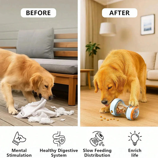 Interactive Dog Treat Dispenser. Toy Dog Puzzle. Rolling Leak Food Ball Toy. Durable Chew. Tooth Healthy Ball Suitable for All Breed