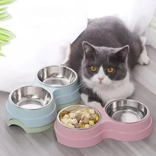Stainless Steel Double Pet Bowls. Dog Food And Water Feeder Dish. Cat& Puppy Feeding Supplies. Small Dog