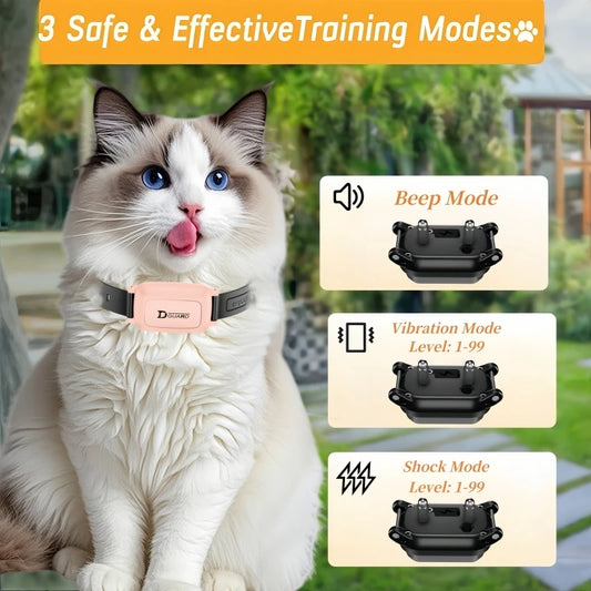 YHLC 800m Cat Anti Meowing Collar, Automatic No Shock Vibration Collar for Cats, Cat Trainer Designed Collar for Stopping Meowing