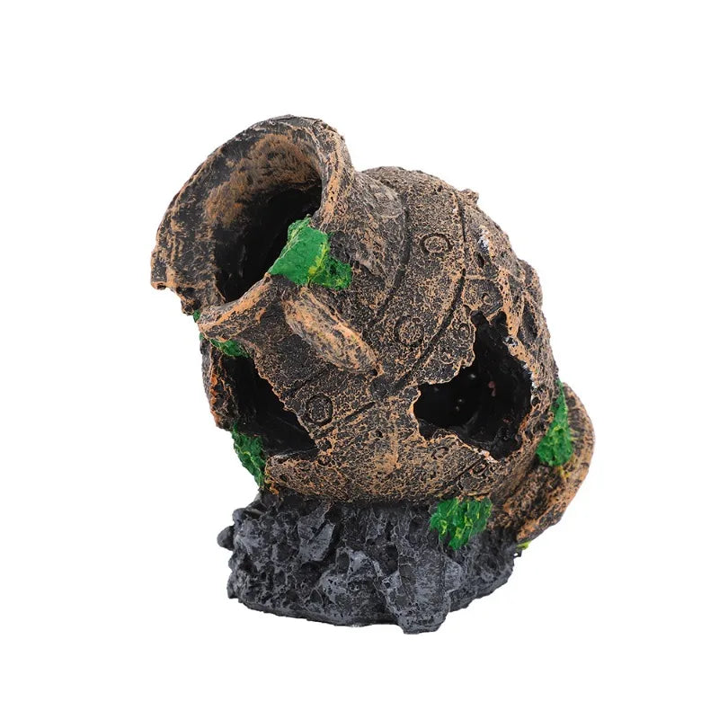 Sunken Broken Jar Aquarium Decoration. Resin Cave Hideout for Fish/ Shrimp Tank. Landscape Ornament for Shelter, Breeding and Spawning
