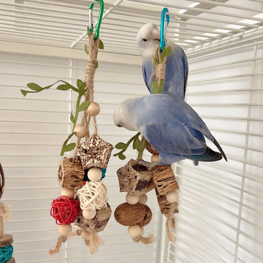 Bird Toys. Colorful Hanging Chew Parrot Toys. Parakeet Puzzle Training. Relief Bite String Cage. Decorative Bird Accessories