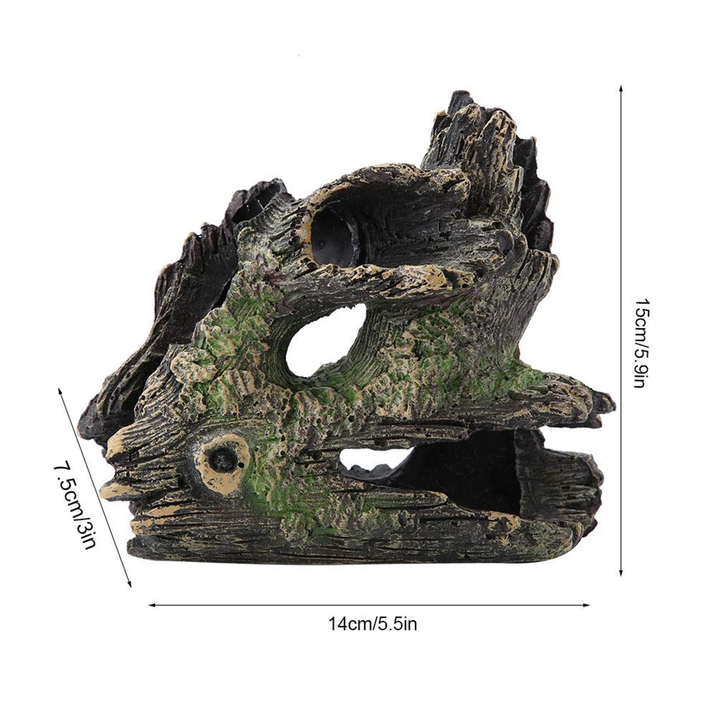 Aquarium Hollow Log Decor Multifunction Resin Fish Hiding Cave. Non-toxic for Fish Tank