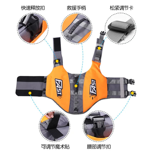 Pet Life Jacket/Safety Vest for Dogs. Swim Fashion. Adjustable, Reflective in Pool or Surfing, Drifting. Dog Life Vest