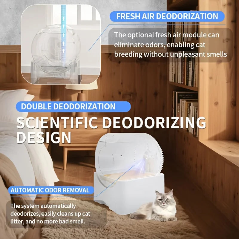 Self-Cleaning Cat Litter Box Automatic - 64L Large Capacity W/ FREE Waste Bags & TrackingMat, Smart APP-Controlled, Odor-Free