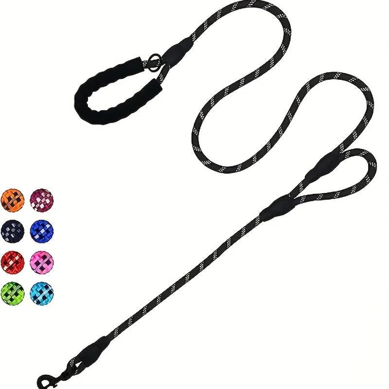 Rope Dog Leash, 6ft long, Padded Two Handle,Heavy Duty,Reflective Double Handles Lead for Control Safety Training,Leash