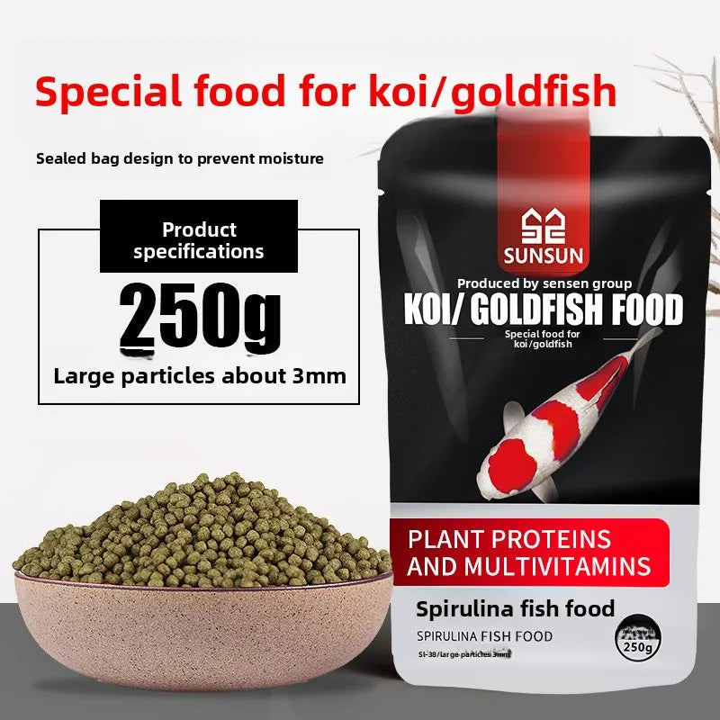 SUNSUN Koi Ornamental Fish, Goldfish Feed. High Spirulina Color Enhancing Fish Food