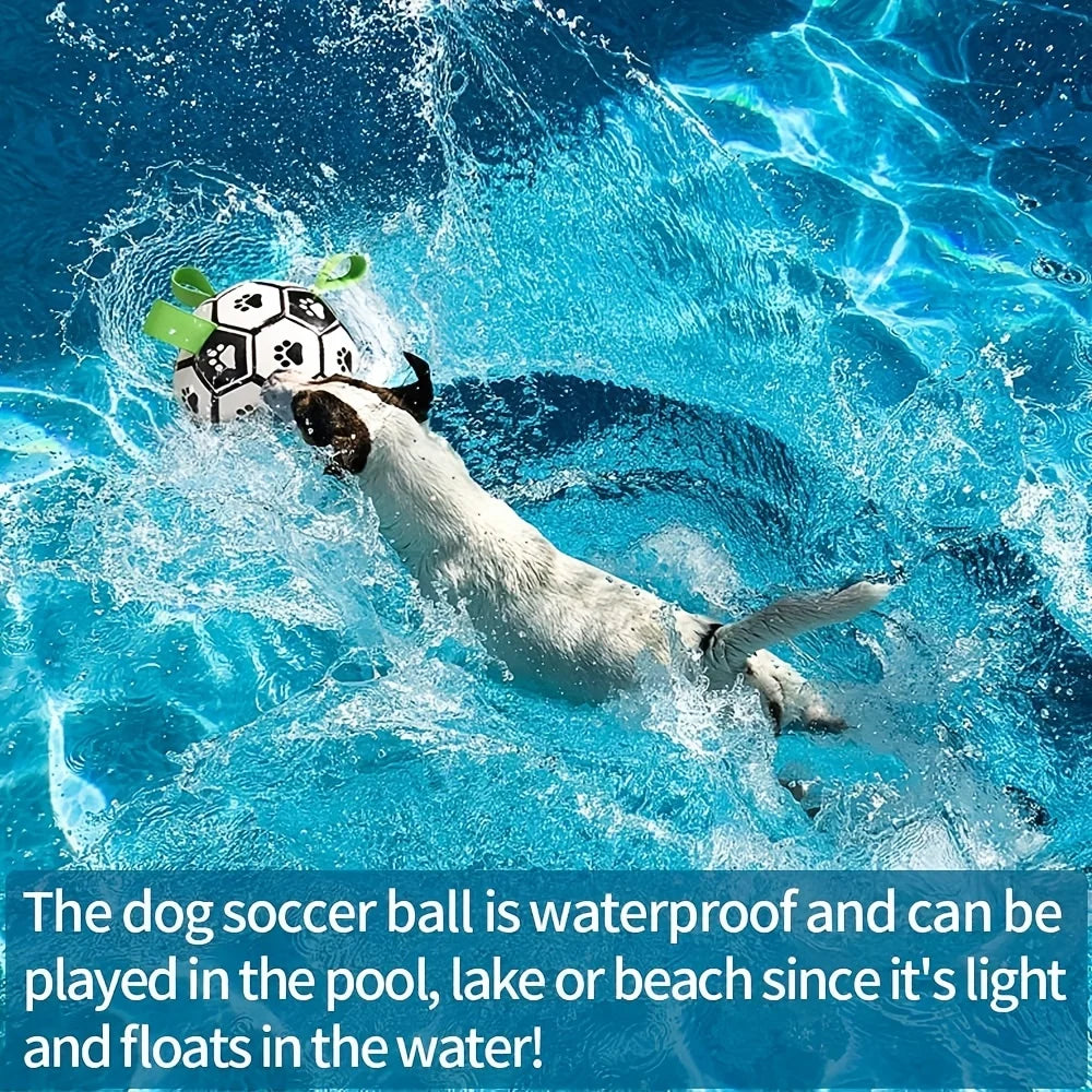 Interactive Dog Soccer Toy with A Grip Ring, Durable Water Ball for Dogs, Dog Chasing and Playing Toy, Without Battery