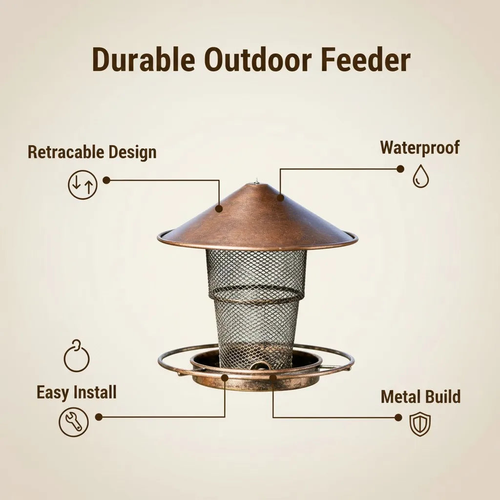 Bird Feeder. Large Capacity, Squirrel Proof. Heavy Duty Metal Bird Feeders for Outside