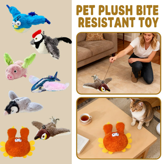Pet Plush, Bite Resistant Toys. Interactive Cat/Dog Toys. Moving Animal Shaped Chew Toy. Indoor Exercise and Teeth Cleaning