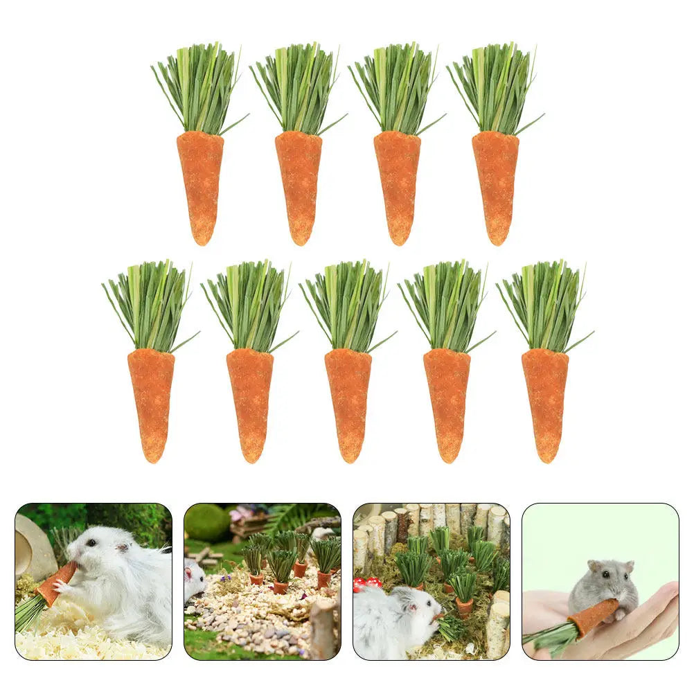 18Pcs Natural Carrot Shaped Chewing Sticks for Small Pets Dental Care. Fun Treats for Hamster, Rabbit Molar Grinding