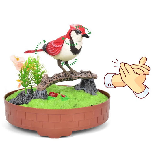 Sound Voice Control, Electric Bird Toy. Electric Simulation Induction Bird Cage toy.