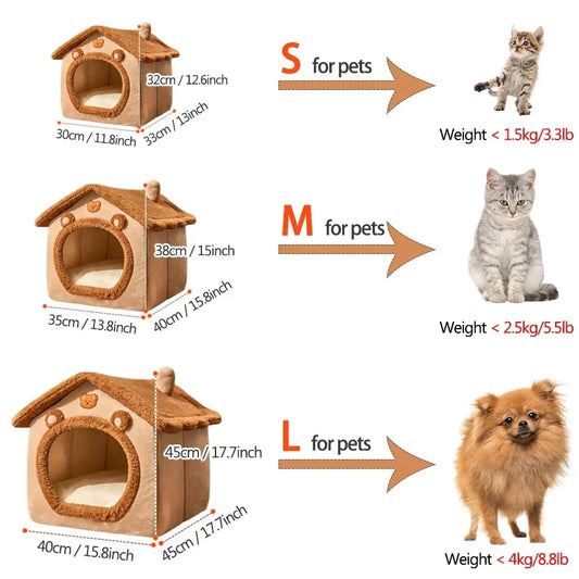 New Foldable Pet House. Removable, Washable Cat House Puppy Cave. Sofa Pet Bed House for Extra Small Dogs and Small and Medium Cats