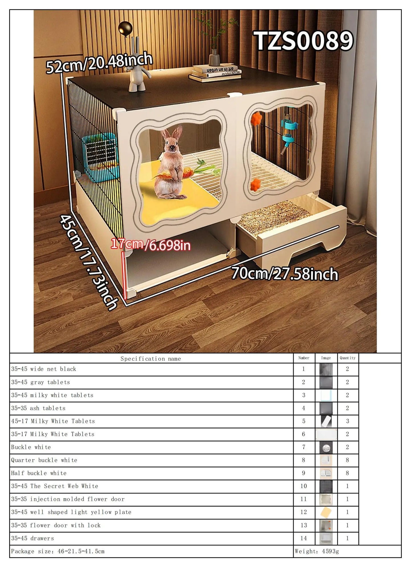 Rabbit Cage. Indoor Home Use with Toilet. Rabbit Villa, Small Dog, Kitten & Guinea Pig Cage.
