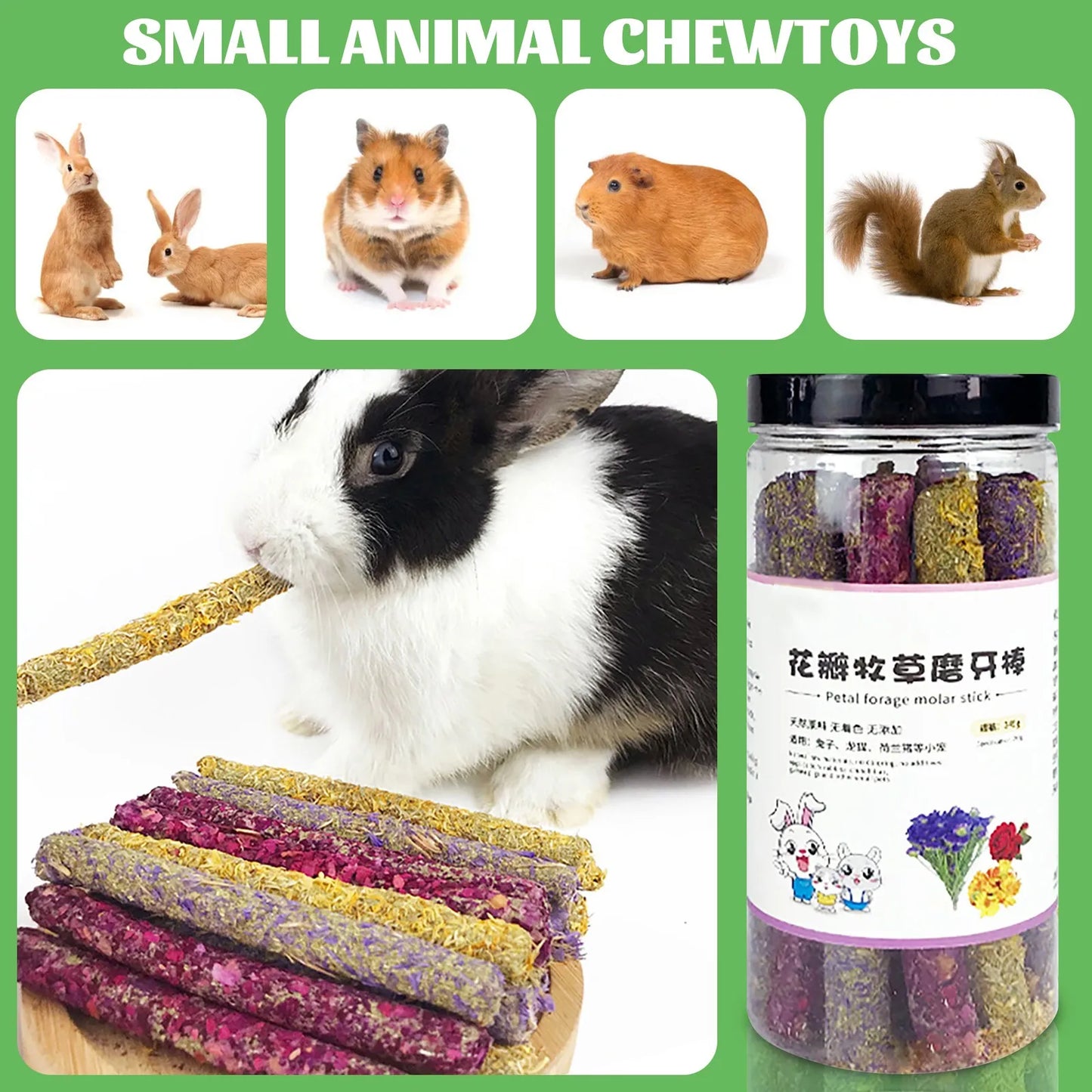 Rabbit Snacks Petal Grass Snacks And Grinding Teeth Sticks. Rabbit & Hamster Toys/Snacks