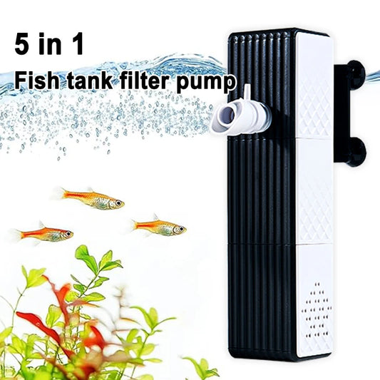 5/12/18/25w Fish Tank Filter, Water Purification Cycle. Three-In-One Built-In Small Aquarium Filtration System Oxygen Pump, Mute