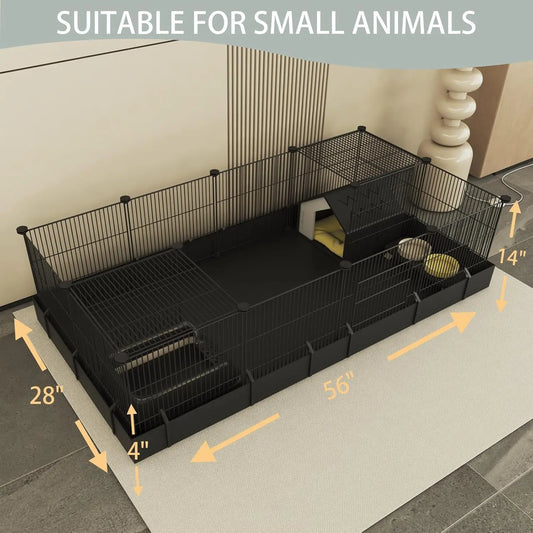 DIY Small Animal Cage with Door, 16 Panel Pet Playpen for Bunny or Hedgehog. Waterproof, Indoor/Outdoor
