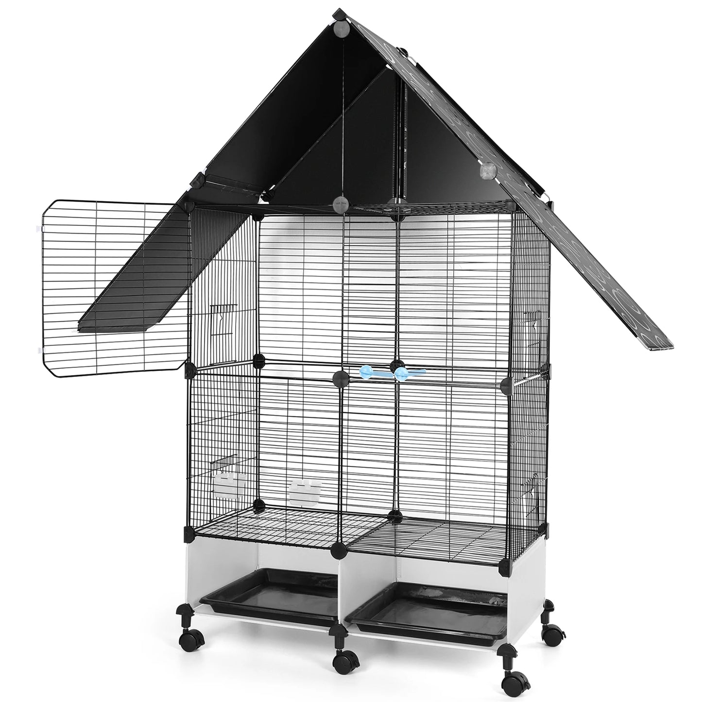 Bird Cage with Rolling Stand. House Shape Bird Cage. Large Iron Bird Cage with Lock. Bird Villa for Canary Finch ,Budgie & Lovebirds