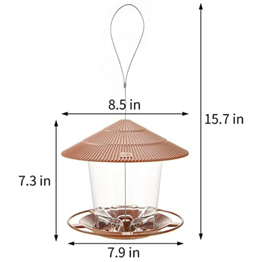 【Spot goods】Bird Feeder Outdoor Hanging for Wild Bird Seed, Brown