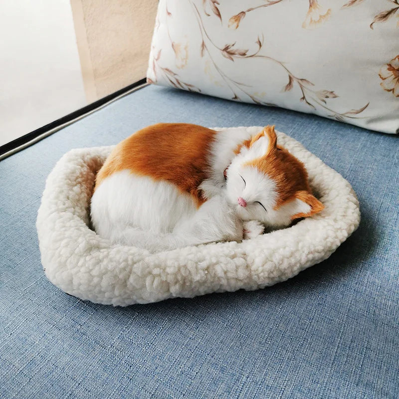 Breathing Cat Simulation. Plush Sleeping Cat or Dog Home Decoration Ornament. Photography Props Crafts