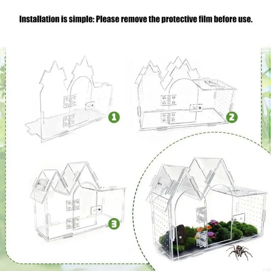 Reptiles Acrylic Terrarium House Enclosure. Tanks Box, Easy Movement & Cleaning and Full Pet Easy Monitoring