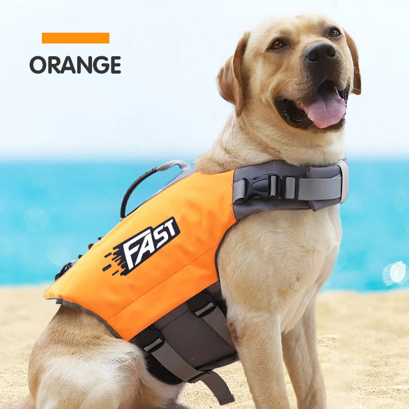 Pet Life Jacket/Safety Vest for Dogs. Swim Fashion. Adjustable, Reflective in Pool or Surfing, Drifting. Dog Life Vest