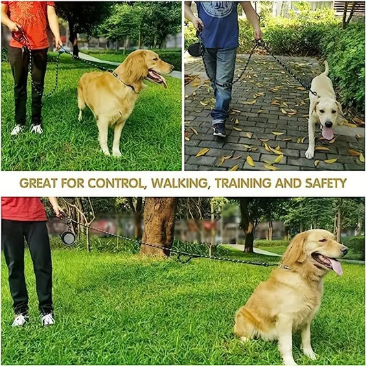 Rope Dog Leash, 6ft long, Padded Two Handle,Heavy Duty,Reflective Double Handles Lead for Control Safety Training,Leash