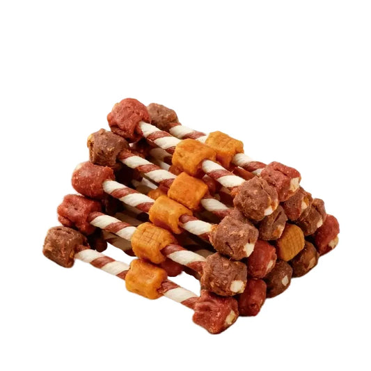 3-Flavor BBQ Skewers Dog Chew Treats 200g– Teeth Cleaning, Best Chews for Training Small & Large Dogs