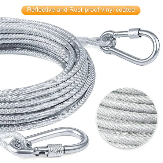 Double-headed Dog Tie. Outside Cable Leash , traction rope with metal buckle, steel wire anti-rust training collar,Outdoor Dogs Strap