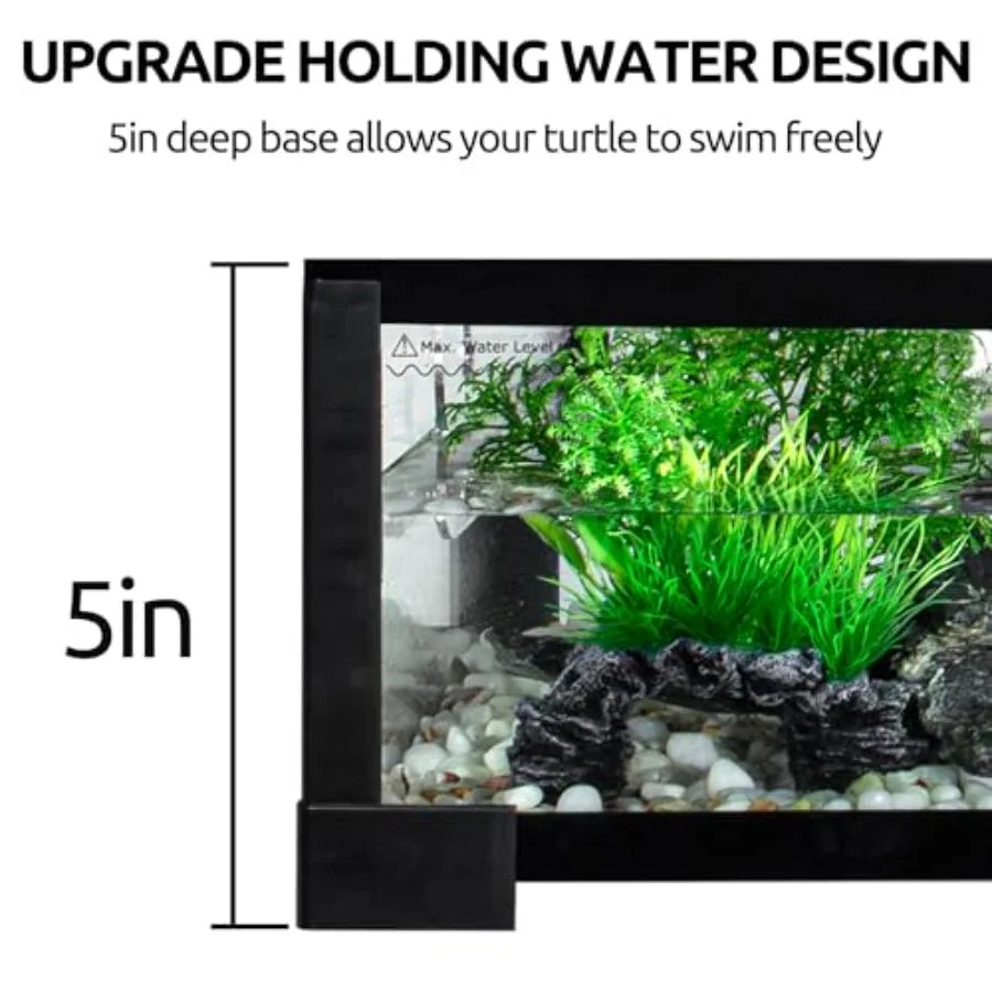 18 Gallon Turtle Tank Aquarium 30×12×12 Tortoise Habitat Water-Land Ecological. Tank with Drainage System