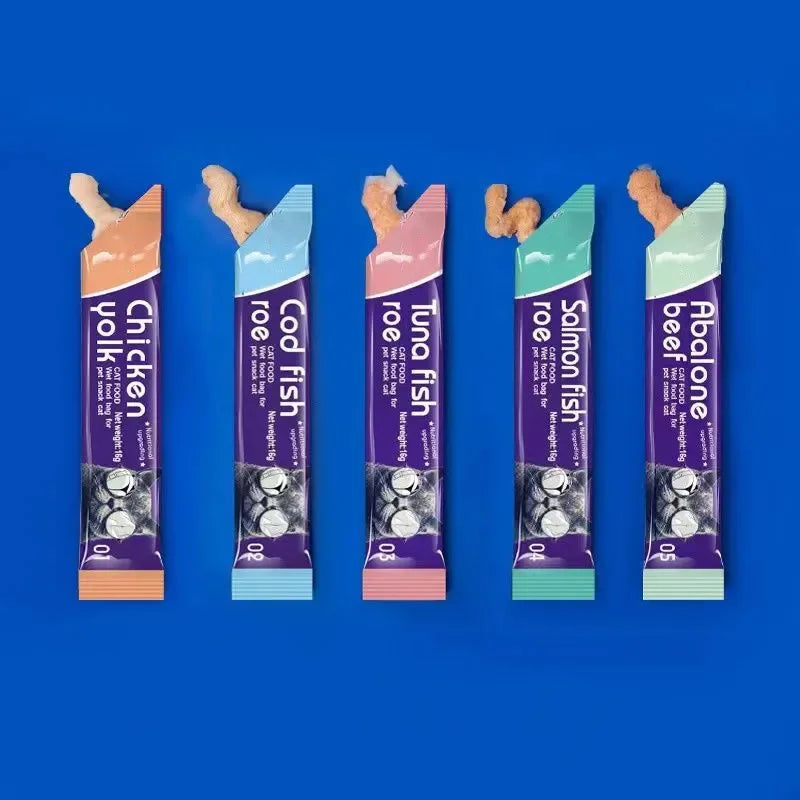 Cat Strips. Young Cat Wet Food Pack. Nutrition Abalone+Beef, Cod, Salmon Formula. Mixed Flavor Cat Liquid Snacks. 30 Strips