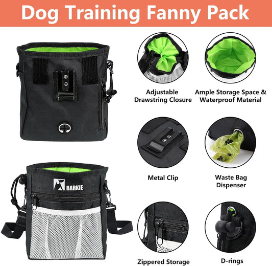 Dog Training Kit: Treat Pouch, Clickers, Silent Whistle, 2βinβ1, Guide, Poop Bags