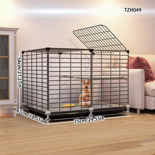 Rabbit Cage. Household Large Double-Layer Indoor Rabbit cage. Special Automatic Feces Cleaning. Guinea Pig Cage Two-Story Platform House