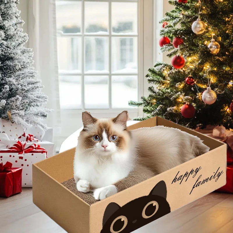 Durable Cardboard Cat Scratching Pad with Cat Bed Combo. Non-Shedding ,All-Season Pet Bed, Toy for Cats, Essential Pet Supplies