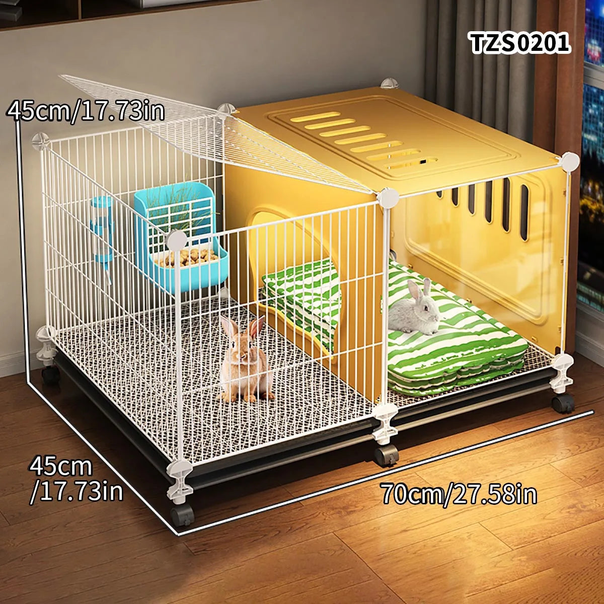 Encrypted Rabbit Cage for Home Use, Large, Indoor. Cleaning Tray, Guinea Pig Nest,