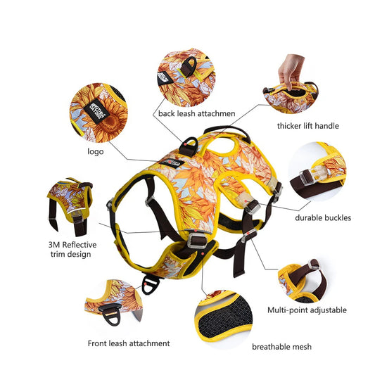 NO PULL Pet Dog Harness. Adjustable, Reflective Chest Vest For Small & Large Dogs. Protective Outdoor Training
