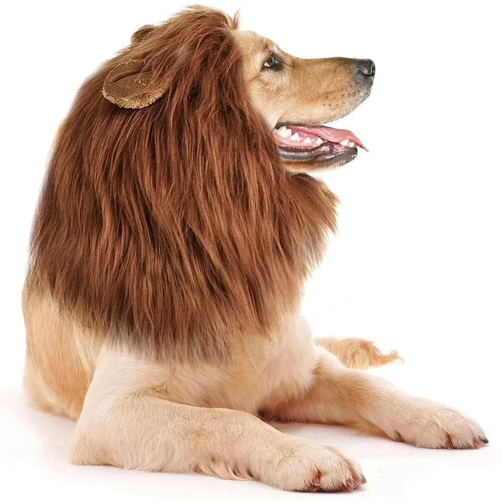 1pc Cute Pet Dog Cosplay Clothes. Lion Mane For Dogs. Costumes, Realistic Lion Wig For Medium to Large Dogs With Ears.