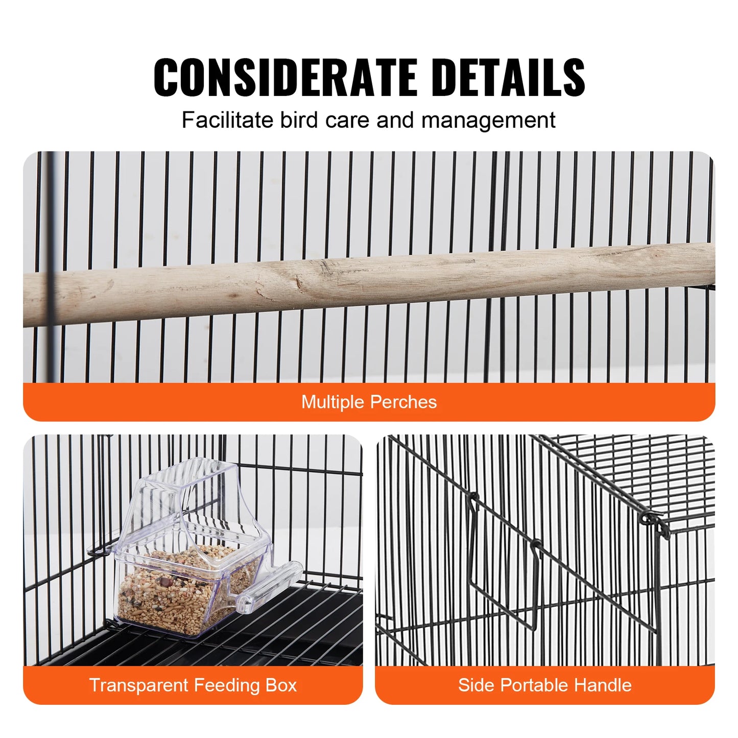 30 inch Pet Bird Cage. Metal, Large Parakeet Cages with Rolling Stand Tray for Cockatiels, Parrot, Budgies, Lovebird & Canaries