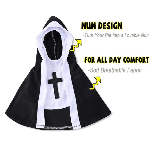 Dog Nun Halloween Costume Cloak Funny Pet Holiday Outfit for Small/Large Dogs Cute Puppy Party Dress. Cosplay Clothes