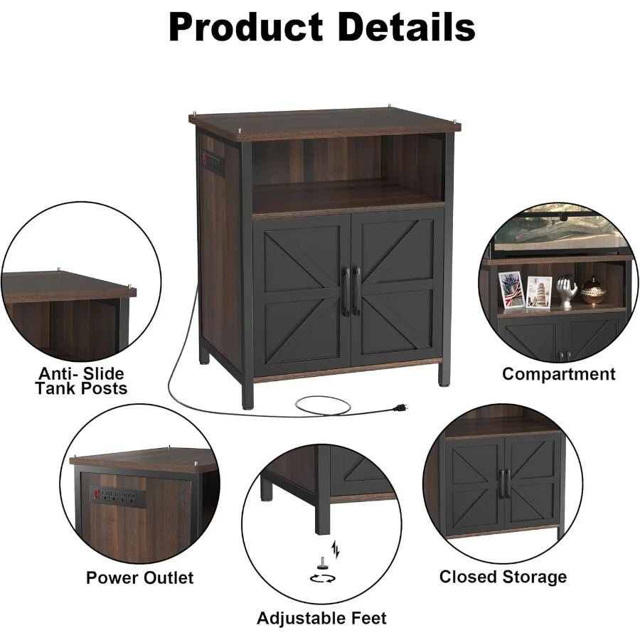 Terrarium Stand with Integrated Accessories. Storage and Built-in Power Outlets Designed for 24W x 18D Reptile Terrarium