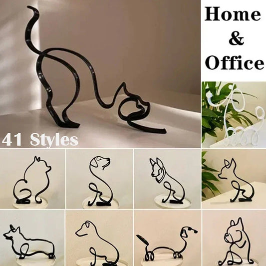 Dog Cat Minimalist Art Sculpture Decor. Gift Metal Decor. Modern Home/Office Accessories. Animal Shape Ornament. Dropshipping