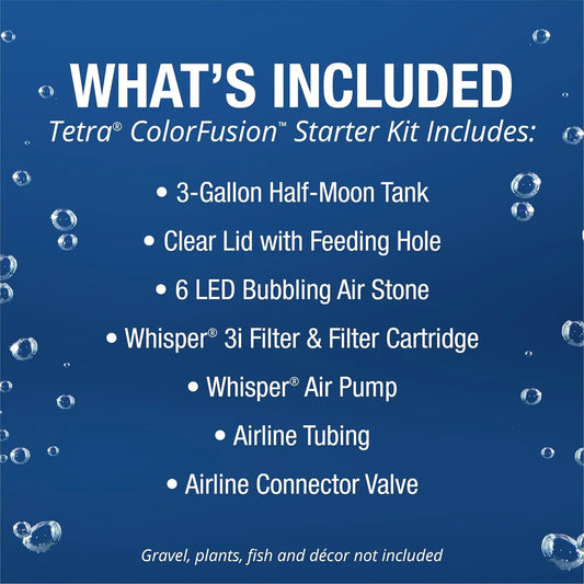 Half Moon Fish Tank Kit with Filter, Air Pump & Color Light for Goldfish & Betta