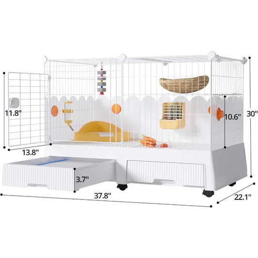 Large Indoor Rabbit Cage with Elevated Loft Design for Small Pets, Including Rabbits, Chinchillas and Guinea Pigs
