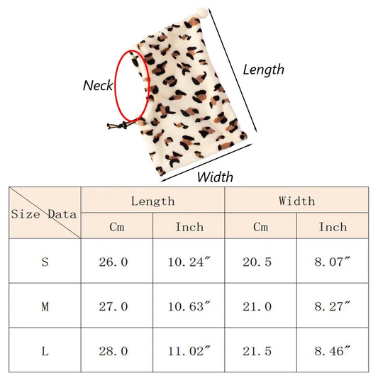 Fleece High Neck Dog Hat. Winter Pet Accessories for Dogs & Cats. Windproof Warm Leopard Puppy Headgear
