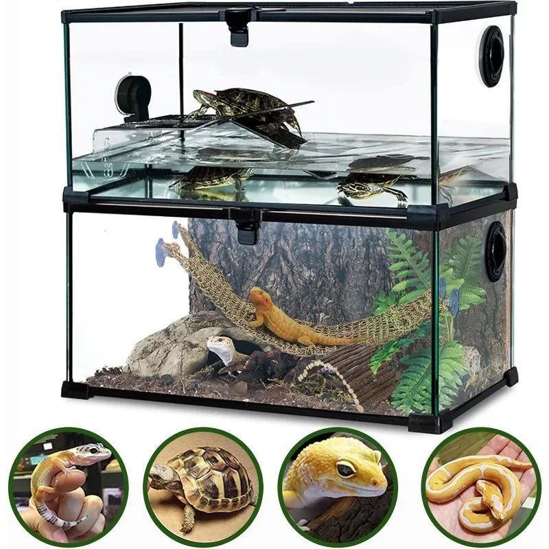 Reptile Bridge Hammock. Jungle Climbing Vines and Leaves with Suction Cup. Habitat Decorations for Hiding and Climbing for Snakes & Geckos
