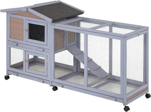 Wooden Rabbit Hutch. Two Layers. Chicken Coop, Outdoor Indoor. Guinea Pig & Bunny Cage. Waterproof Roof.
