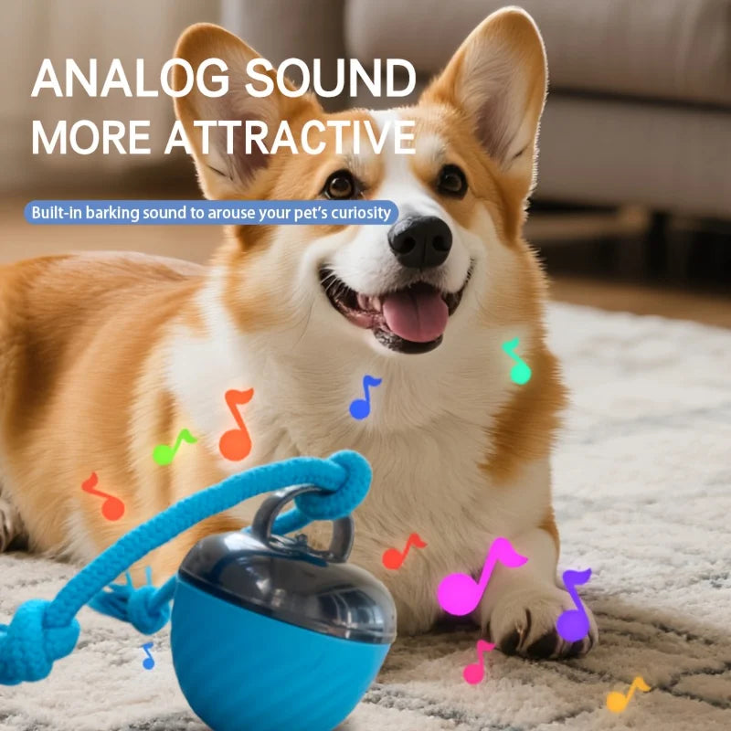 1 Interactive Intelligent Dog Ball Toy. |USB Charging, Bite Resistant, Tail Rope, Light & Barking. |Indoor Pet Game for Small/Medium Dogs