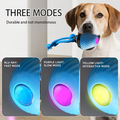 1 Interactive Intelligent Dog Ball Toy. |USB Charging, Bite Resistant, Tail Rope, Light & Barking. |Indoor Pet Game for Small/Medium Dogs