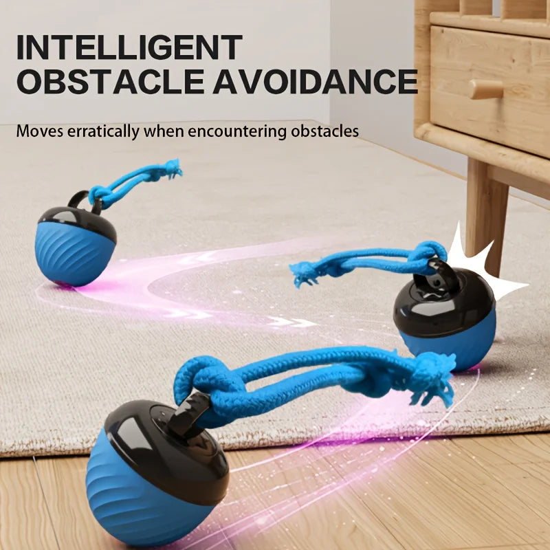 1 Interactive Intelligent Dog Ball Toy. |USB Charging, Bite Resistant, Tail Rope, Light & Barking. |Indoor Pet Game for Small/Medium Dogs