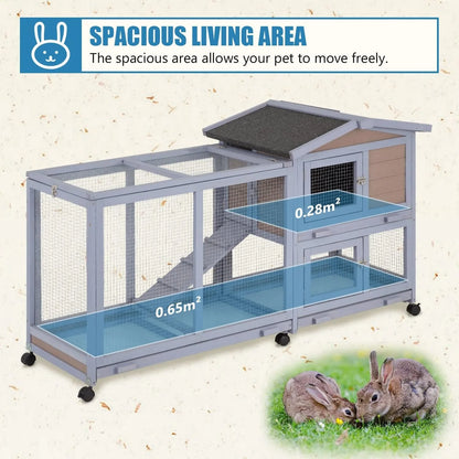 Wooden Rabbit Hutch. Two Layers. Chicken Coop, Outdoor Indoor. Guinea Pig & Bunny Cage. Waterproof Roof.